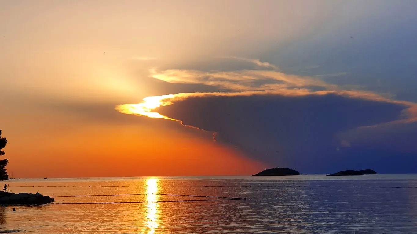 Sunset over the sea in Vrsar